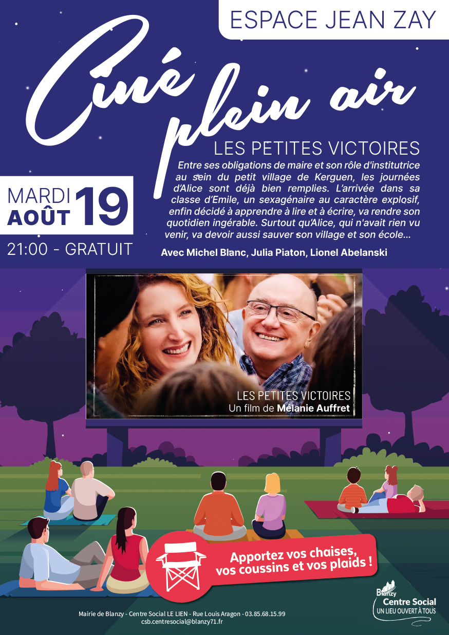ciné plein air les petites victoires mardi 19 aout à 21h00 à Blanzy