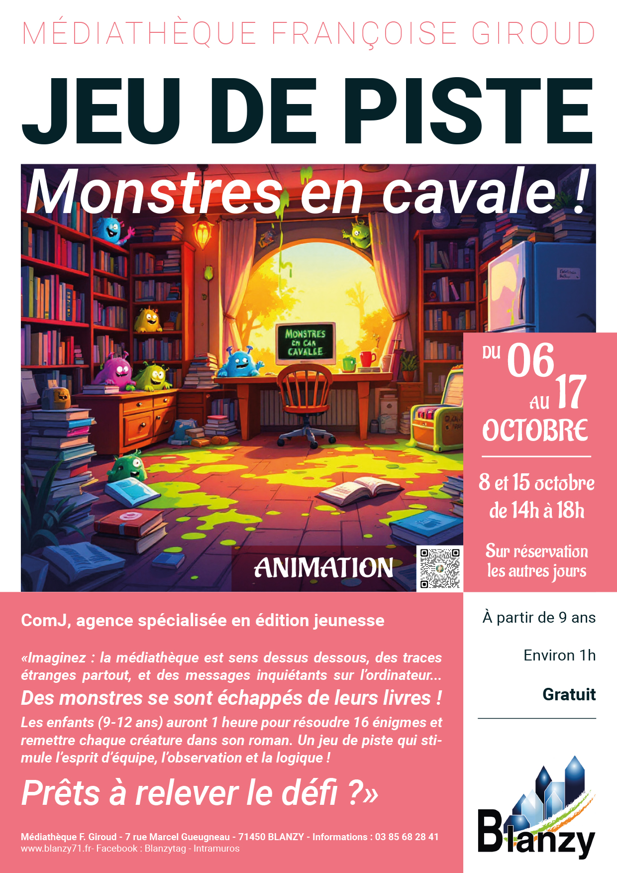 Jeu de piste monstres en cavale médiathèque blanzy
