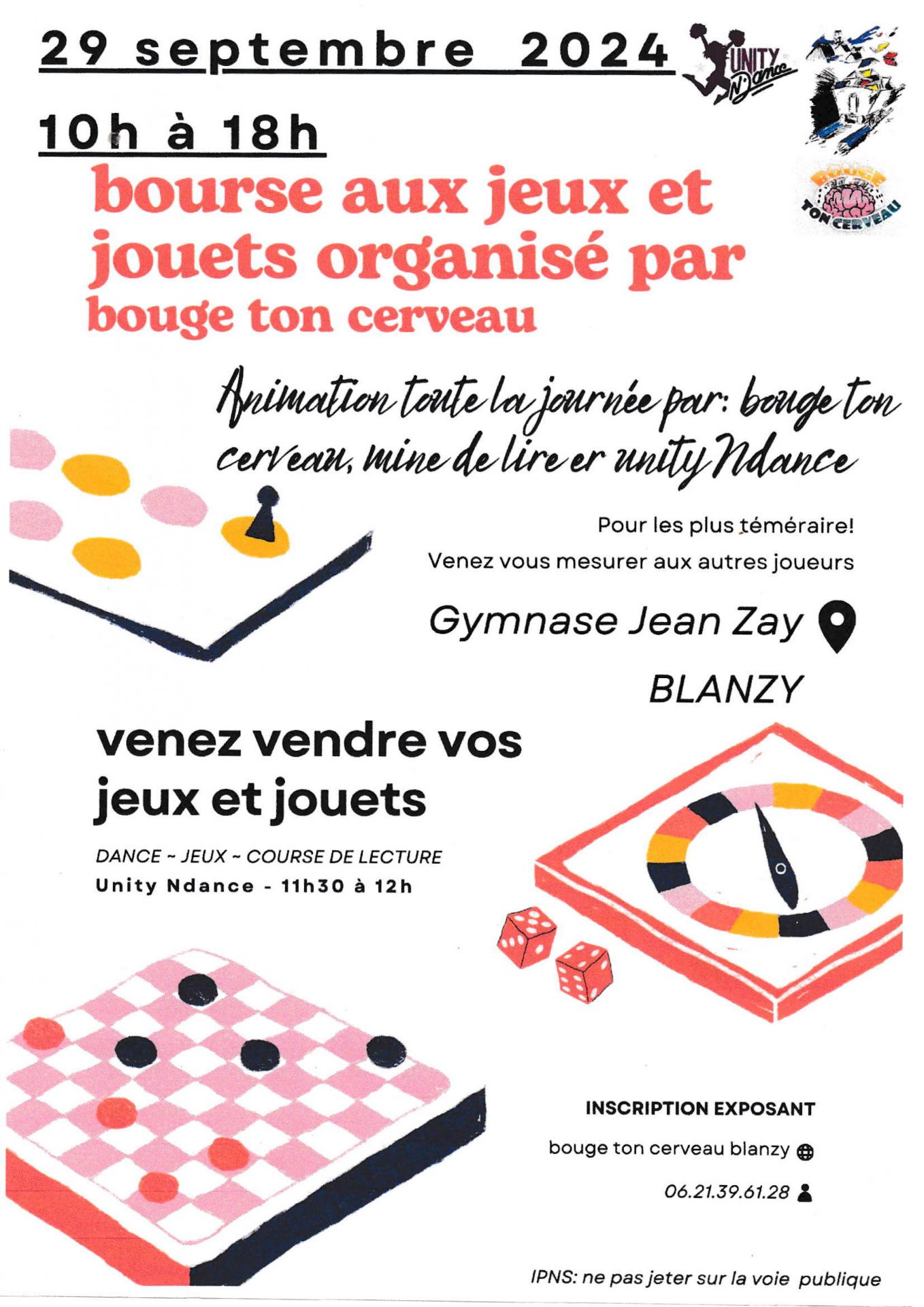 Bourse aux jeux et jouets Blanzy 29 septembre 2024